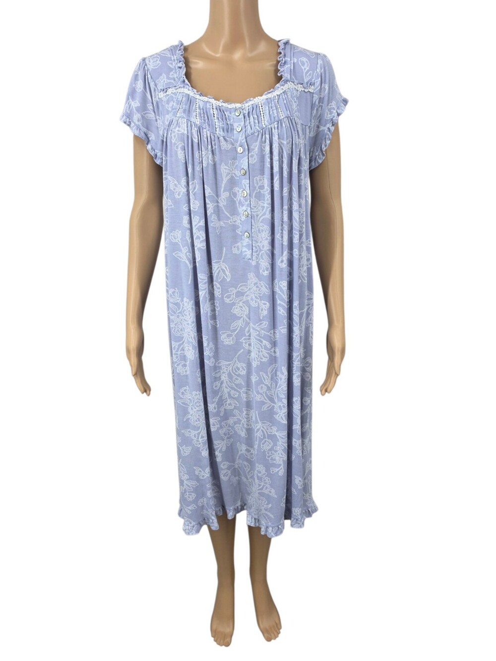 Eileen West Cornflower Toile Modal Jersey Cap Sleeve Waltz Nightgown - Picture 3 of 13